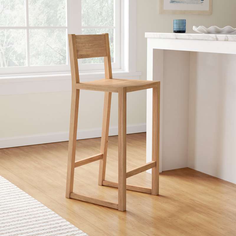 Modica Solid Wood Stool, Natural Brown, Bar Stool (30" Seat Height)