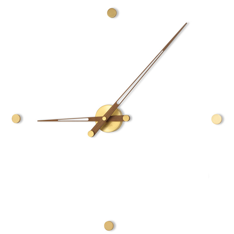 Rodón Analog Wall Clock, Brass/Walnut
