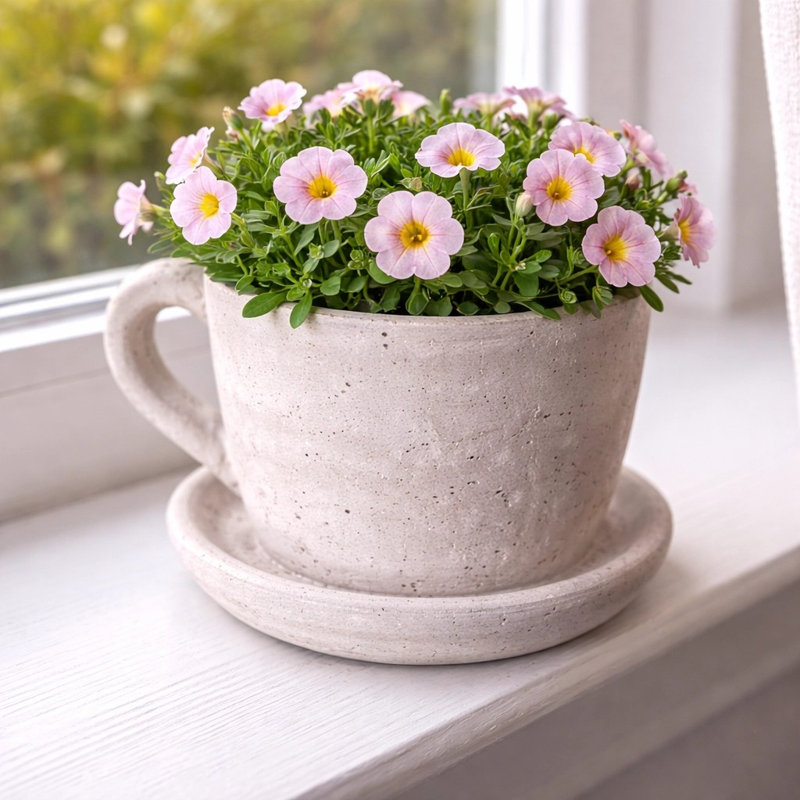 Concrete Tea Cup Planter