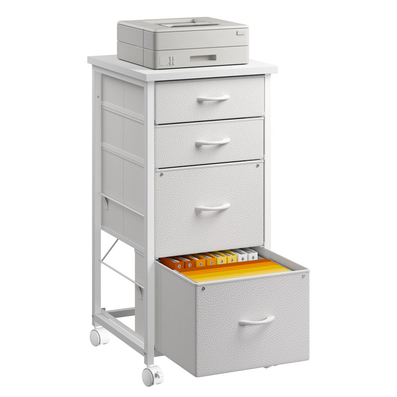 15.7"wide 4-drawer Vertical File Cabinet With Locking Casters, Sturdy Steel Frame & Easy Assembly For Home Office Storage