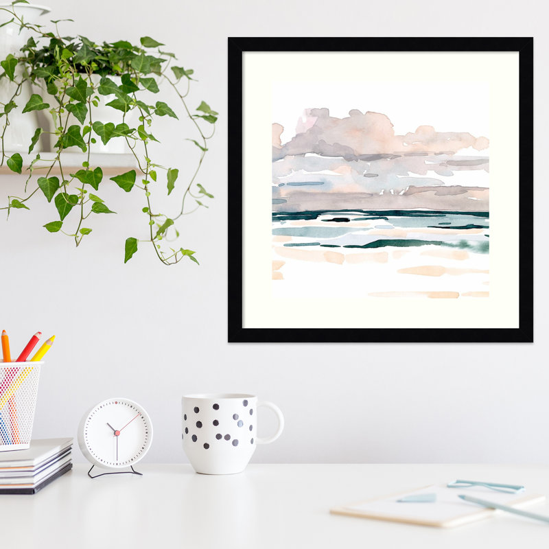 Soft Coastal Abstract I - Cadre photo, reproduction d'art sur papier, H 33 po x l 33 po, Papier encadré noir