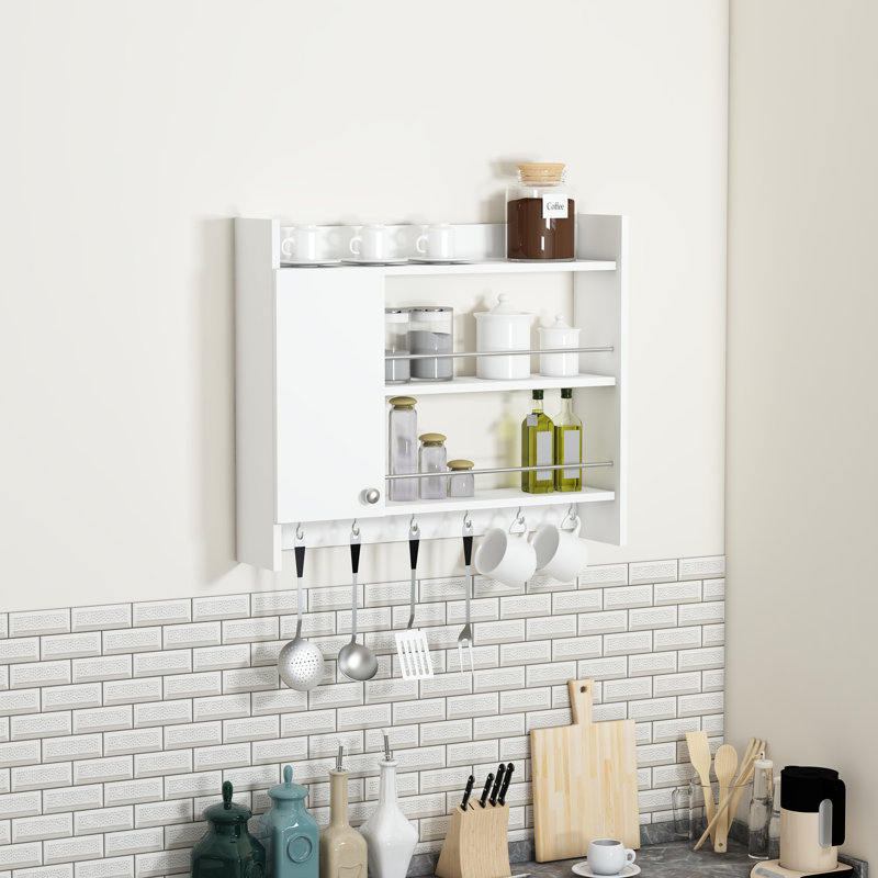 Wall Mounted Required Spice Rack, White