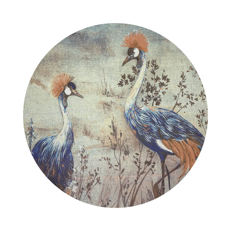 Crested Crane Pebble 16" Vinyl Placemat, Blue/Orange