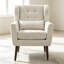 Chaise d'appoint en chenille beige moderne avec pieds en bois-1655508878