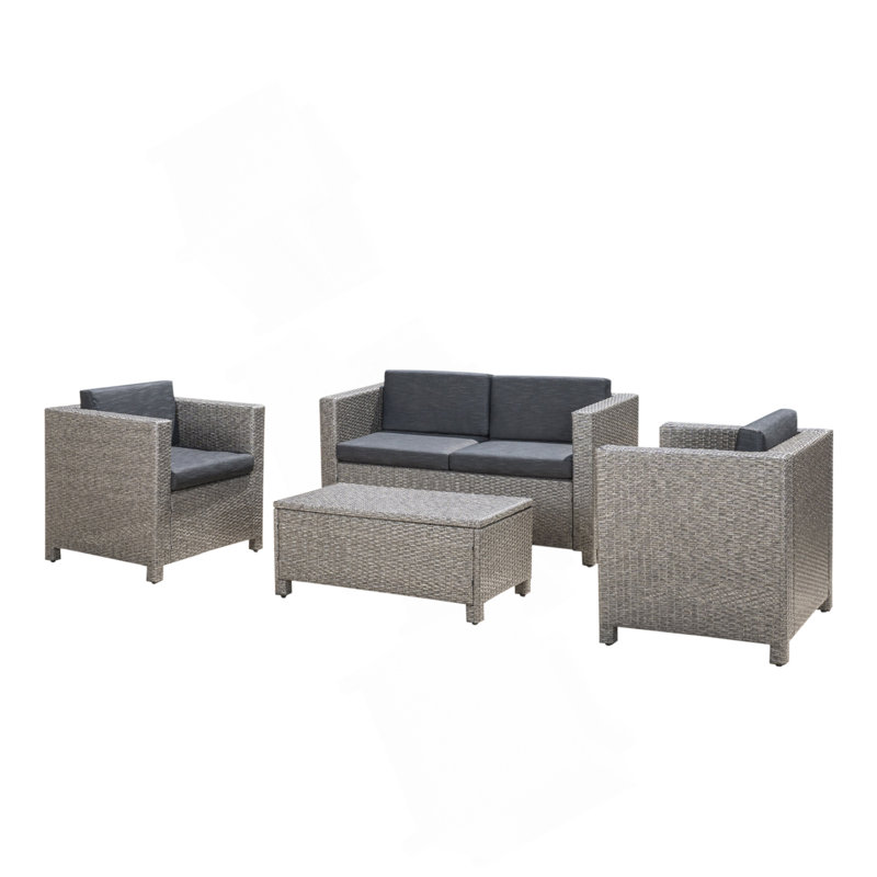 Puerta 4Pc Set, Black Cushion/Gray Frame