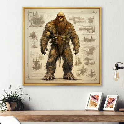 Vintage Bigfoot Blueprint - Bigfoot Wall Art