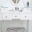 Coiffeuse 5 tiroirs à miroir simple blanc