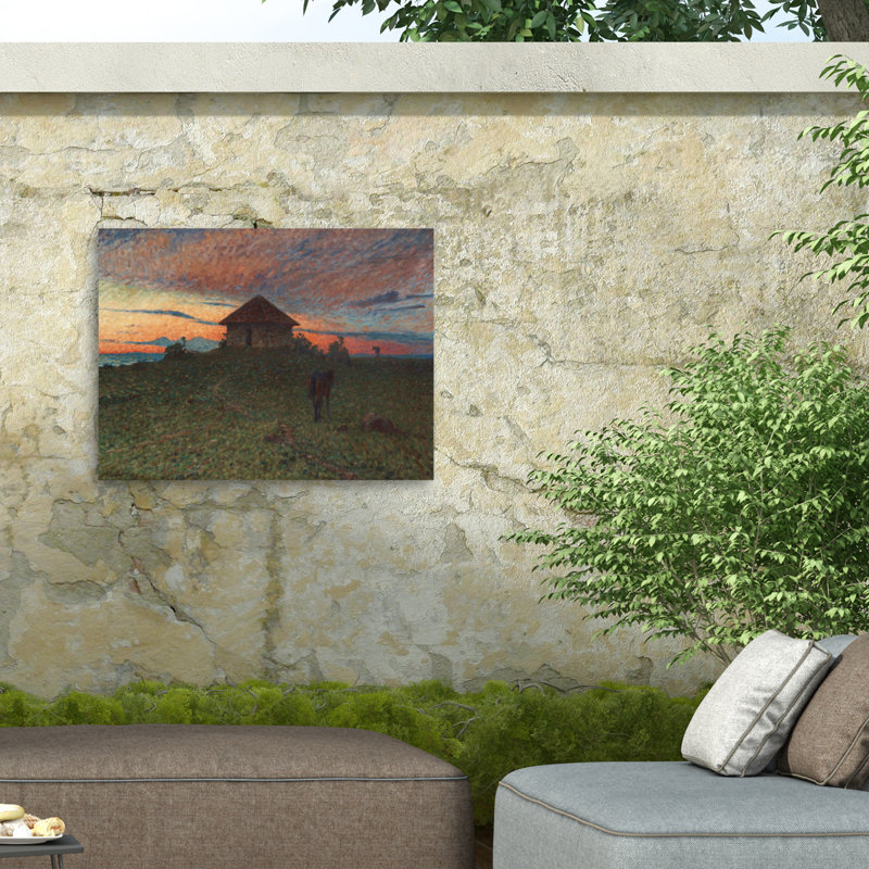 Marcus Jules, paysage avec cheval, toile d'extérieur, H 14 po x l 19 po