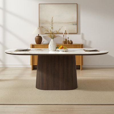 Table de salle à manger à piédestal 86,61 po