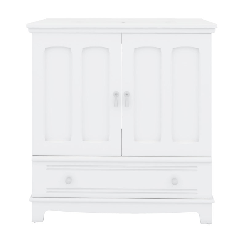 30 Inch Bathroom Vanity With Sink, Modern Shaker-Style Cabinet , Drawer, Storage Cabinet With Adjustable Shelf, White