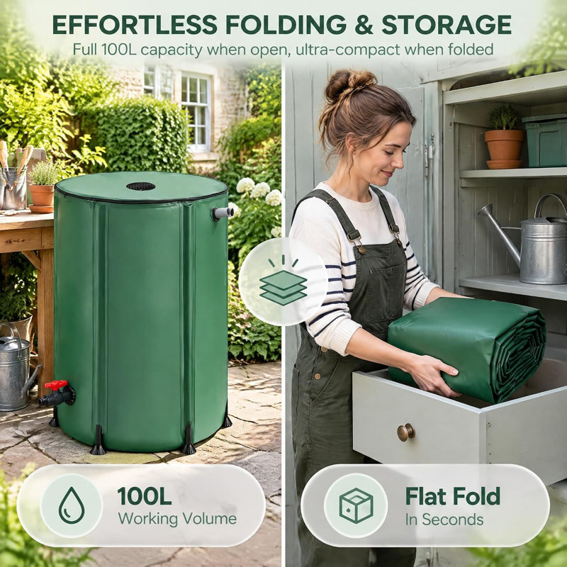 HONGKONGDISHUELECTRONICTECITED 100 Weather Resistant Plastic Drainable Rain Barrel