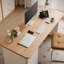 Bureau de direction rectangulaire en bois massif avec tiroirs Burlywood-533684379