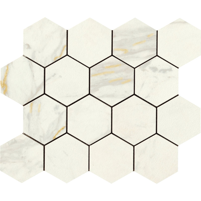 Carreau de mosaïque en porcelaine nid d'abeille 3 po x 3 po Marmi, Macchiavecchia