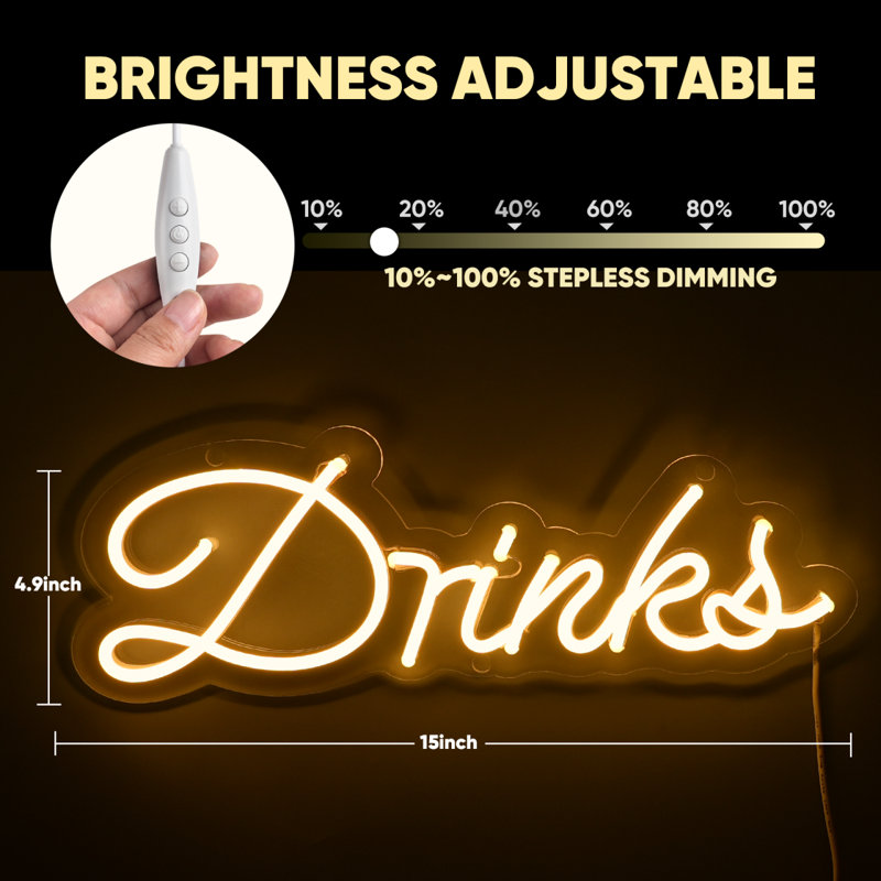 Guilhermina 4.9" Dimmable Drinks LED Neon Sign
