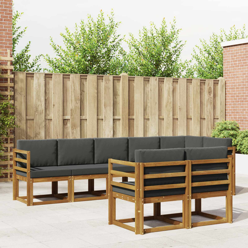 Ensemble de canapés d'extérieur avec coussins vidaXL 8 pièces naturel et anthracite
