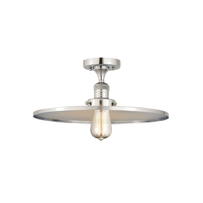 Plafonnier semi-encastré Rouvin, Chrome poli, Chrome poli, H 6 po x l 16 po x P 16 po