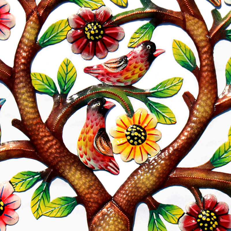 Arbre de vie peint en forme de cercle, art mural
