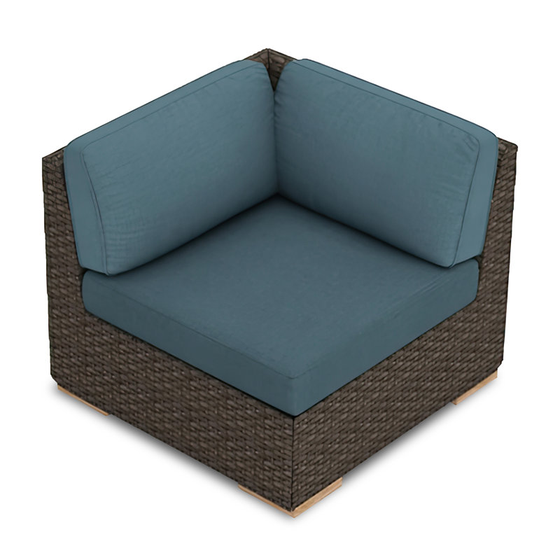 Arden Outdoor Teak Corner Wedge Lounge Chair, Cast Silver Sunbrella®, Brown/Chelnut
