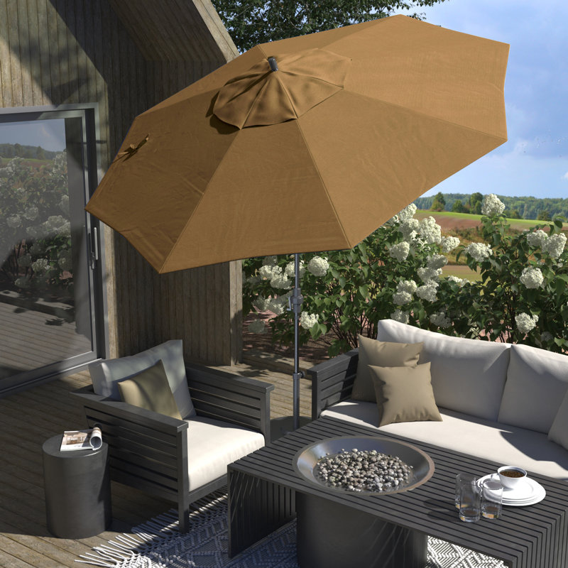 Parasol de patio gris 11 pi, Sunbrella® beige bruyère