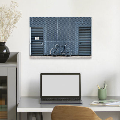 Urban Bicycle Grid Wall Geometric Industrial Minimalist Architecture Urban Wall Art Print by Linda Wride - Wrapped Canvas Print