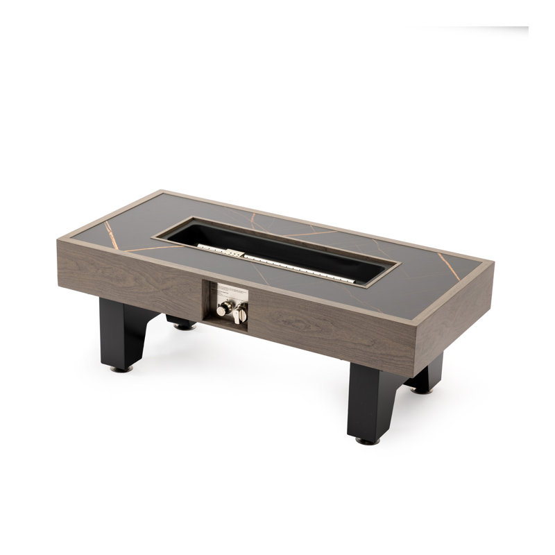 Foyer de table en bois 42 po, Gris / Noir
