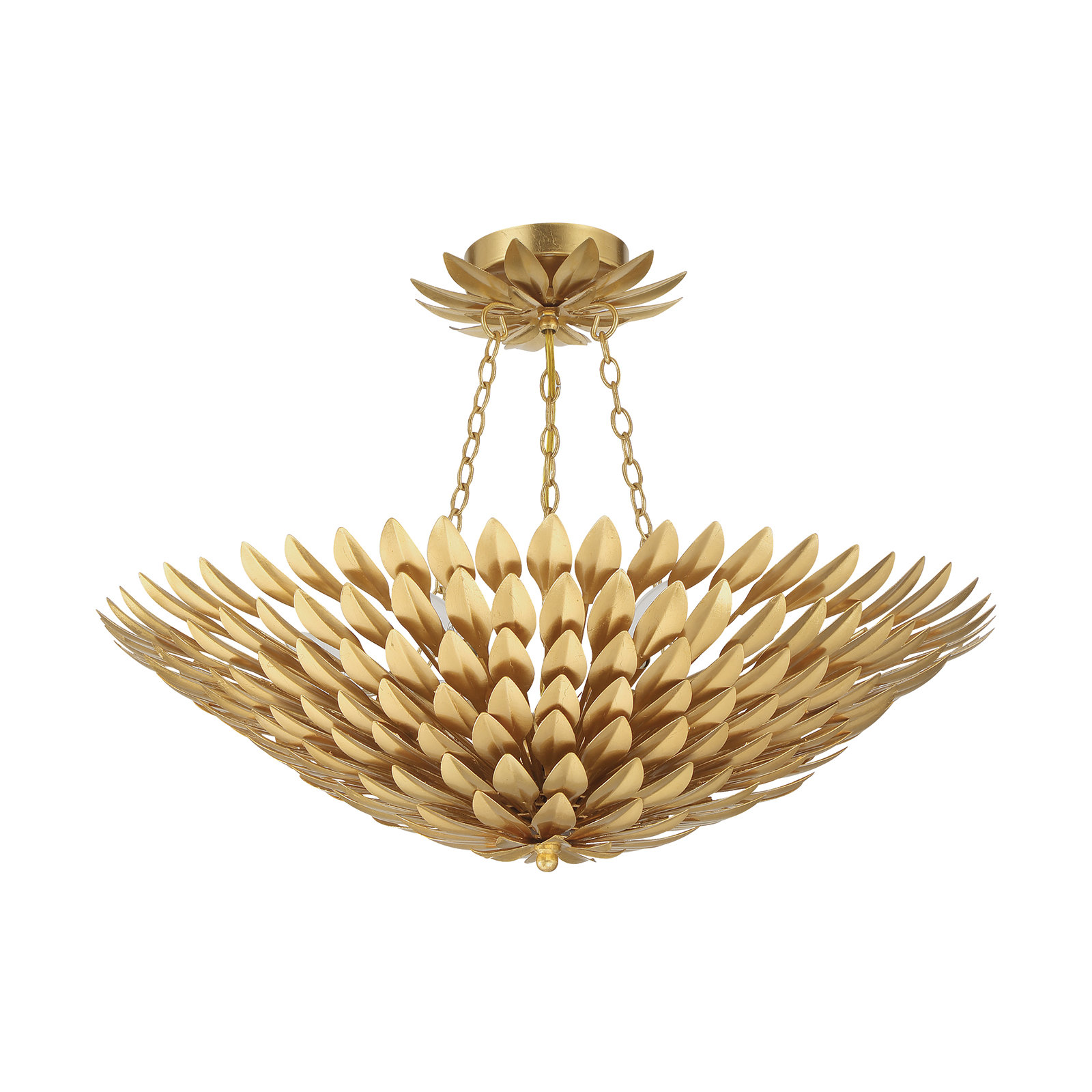 Margo Semi Flush Mount, Antique Gold, 7"H x 30"W x 30"D, 8 Lights