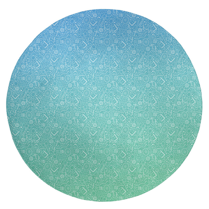 Tapis bleu marine/bleu clair dégradé medium, Rond 5 pi