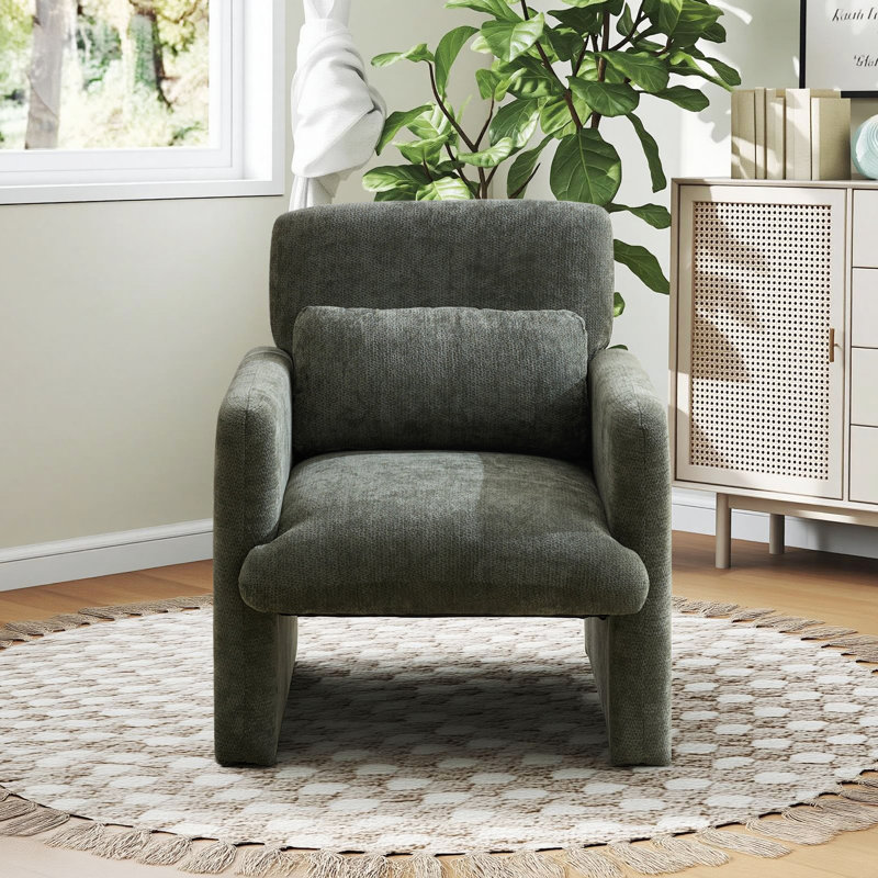 Fauteuil d'appoint rembourré moderne l 28,5 po, Vert antique