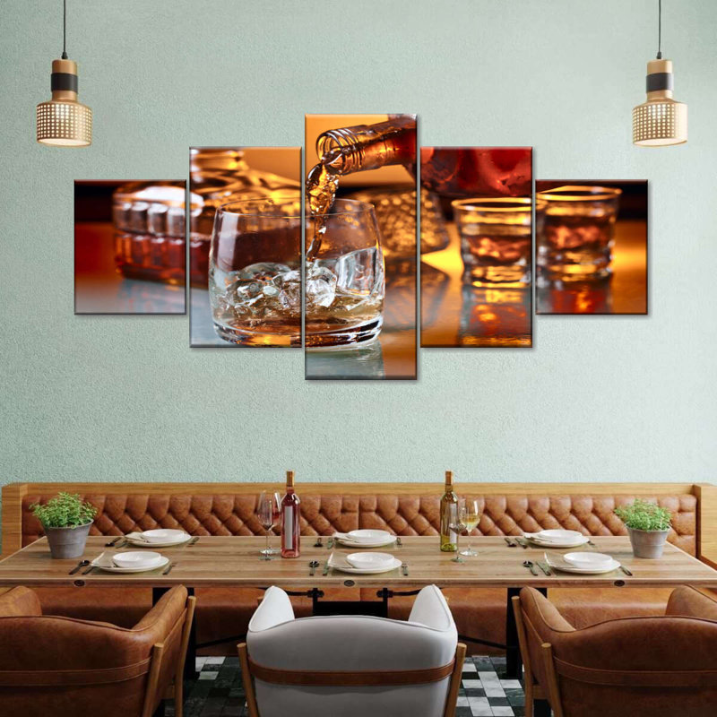 " Whiskey " 5 - Pieces, 24" H x 55" W x 1.25" D
