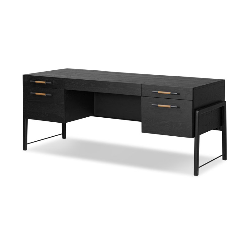Karsten Solid Wood Base Writing Desk, Ebony Oak