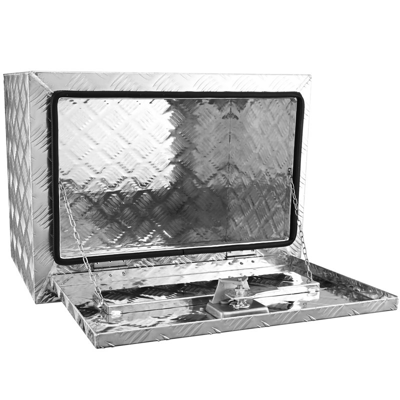 Boîte de camion 24 po 17 po 18 po, aluminium robuste, imperméable, verrouillable, loquet à poignée en T, idéal pour le rangement d'outils de véhicule