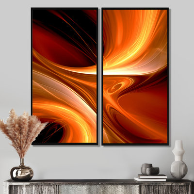 Conception abstraite orange chaleureuse fractale II - art mural moderne
