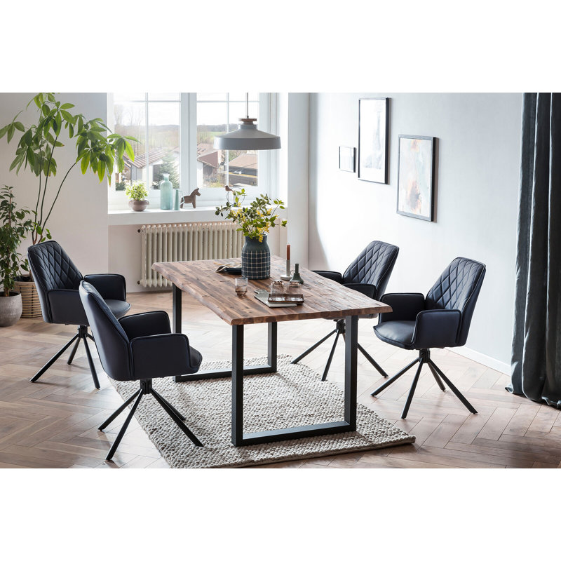 Mandy 51cm H Microfibre Upholstered Metal Accent, Dark blue