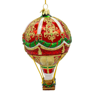 Kurt Adler Bellissimo Glass Hot Air Balloon Ornament, 7.5in