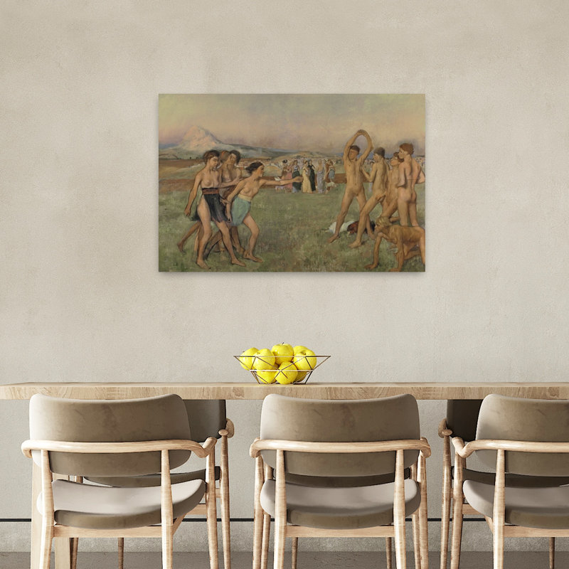 Jeunes Spartiates s'entraînant, vers 1860. Estampe d'art mural contemporaine abstraite impressionniste représentant un paysage.