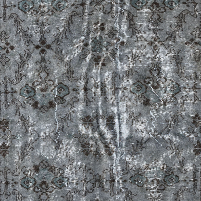 Tapis turc de style moderne fabriqué à la main 3,7 x 6 pi dans des tons de gris, petit tapis à poils courts