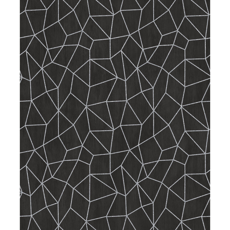 Robbin 10m x 53cm Textured Metallic Finish Wallpaper Roll, Black/Silver