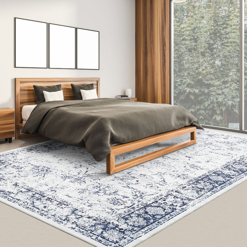 Machine Washable Rug Oriental Non-Slip Area Rug for Living Room Low-Pile Rug Indoor Floor Cover for Bedroom Dining Room Hallway Kitchen Office