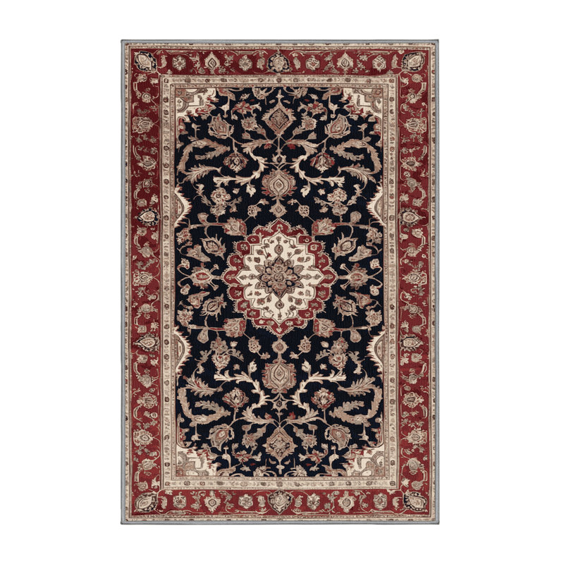 Machine Washable Persian Gray Area Rug, Rectangle 5' x 7'