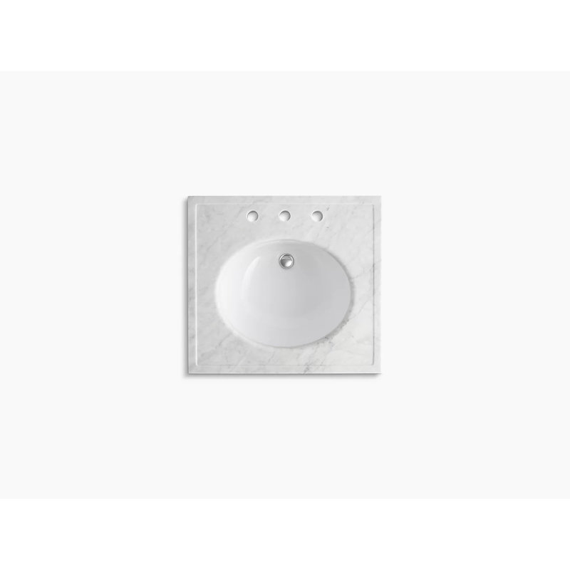 Kathryn 24" W Bathroom Vanity, White Carrara Marble, Vibrant Brushed Nickel
