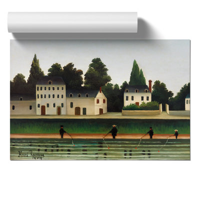 Landscape and Four Fisherman by Henri Rousseau - Unframed Painting