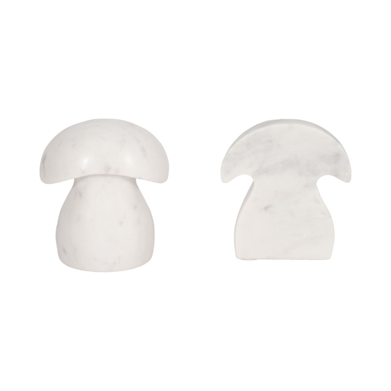 White Marble Mushroom Bookends, 6-Inch