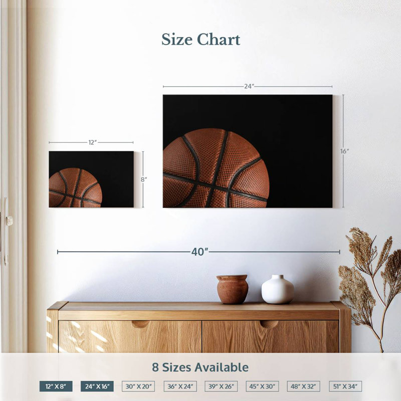 Ballon de basket-ball rétro Sireci, H 16 po x l 24 po