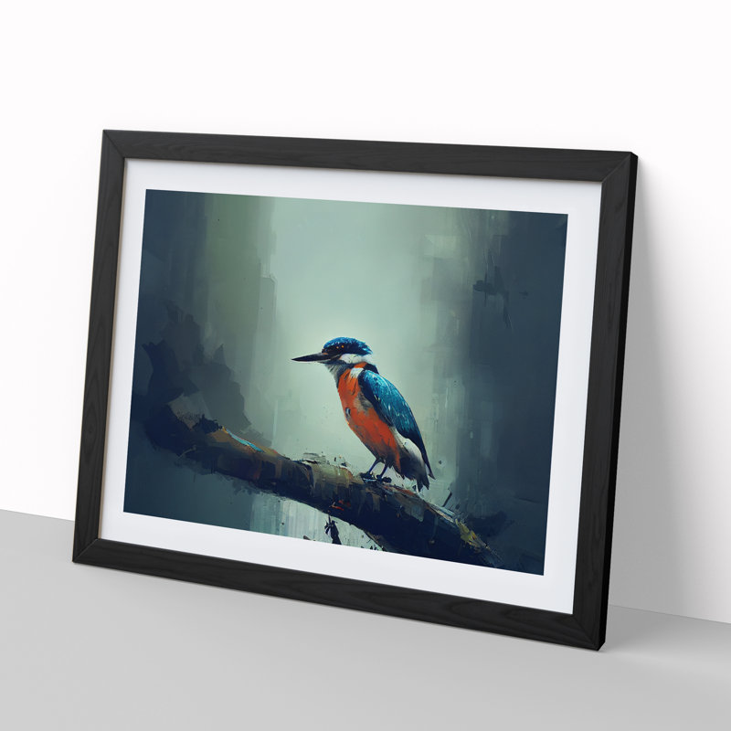 Kingfisher Bird Vol.7 - Framed Print, 46cm H x 64cm W x 2cm D, Black