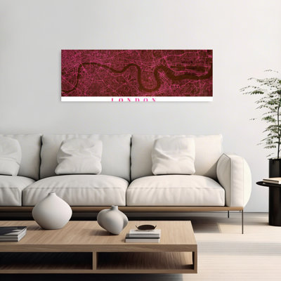 «Magenta London City Map», art mural moderne abstrait