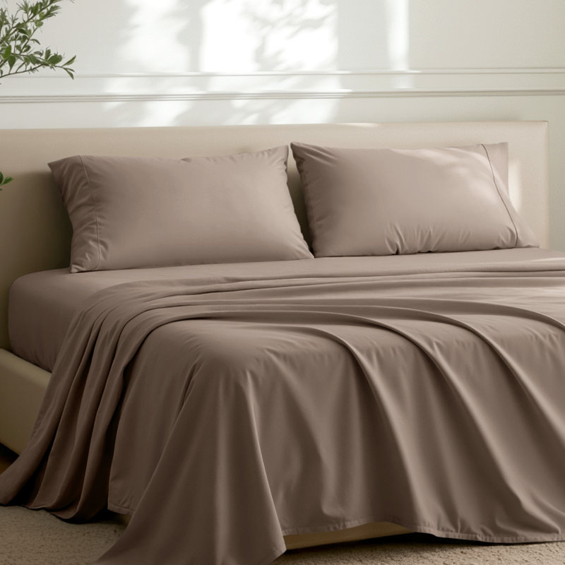 Microfiber Pillowcase Set Envelope Closure, Taupe, Queen Pillow Case