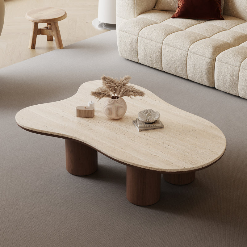 Table basse Masiyah Modern Cloud Living, Jaune clair / brun