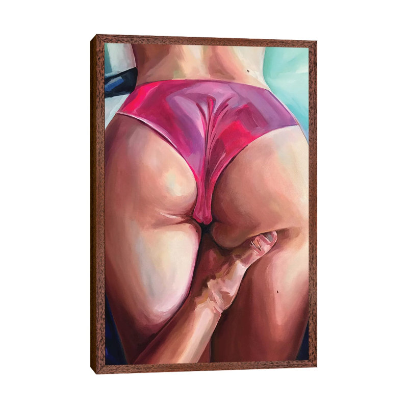 Man's Pink Happiness by Sasha Robinson - Painting on Canvas, Classic Brown Wood Framed, 101.6cm H x 66.04cm W x 3.81cm D