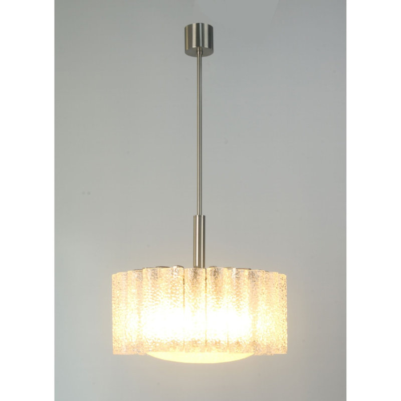 Lustre vénitien, Argent antique, Verre givré lisse, 36” Width x 8” Height