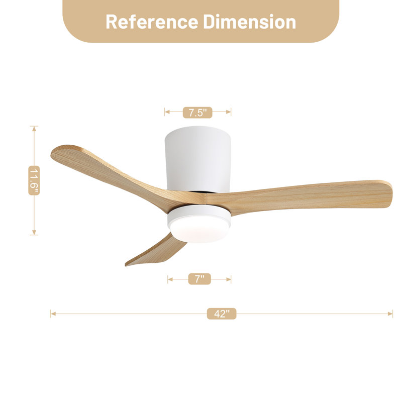 Ventilateur de plafond blanc mat de 42 pouces avec moteur à courant continu, lumière DEL à intensité variable, minuterie et mémoire pour le salon et la chambre à coucher